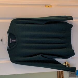 Lands' End Mens XL Crew Neck 100% Cashmere Sweater Green Long Sleeve
